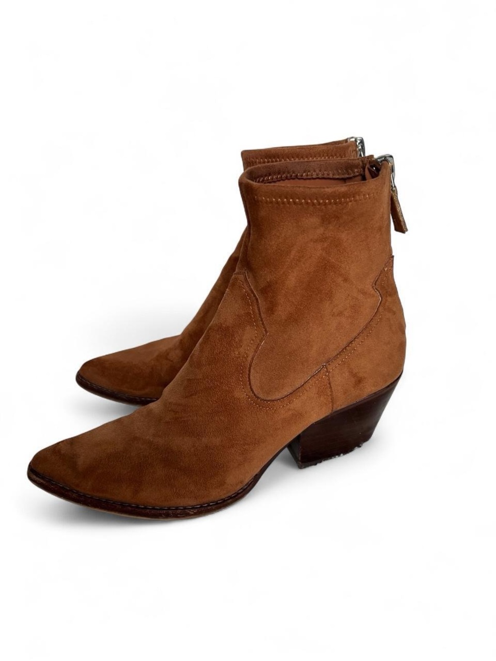 Dolce Vita Shanta Women's Tan Suede Ankle Boots - Zip Back Size 7.5